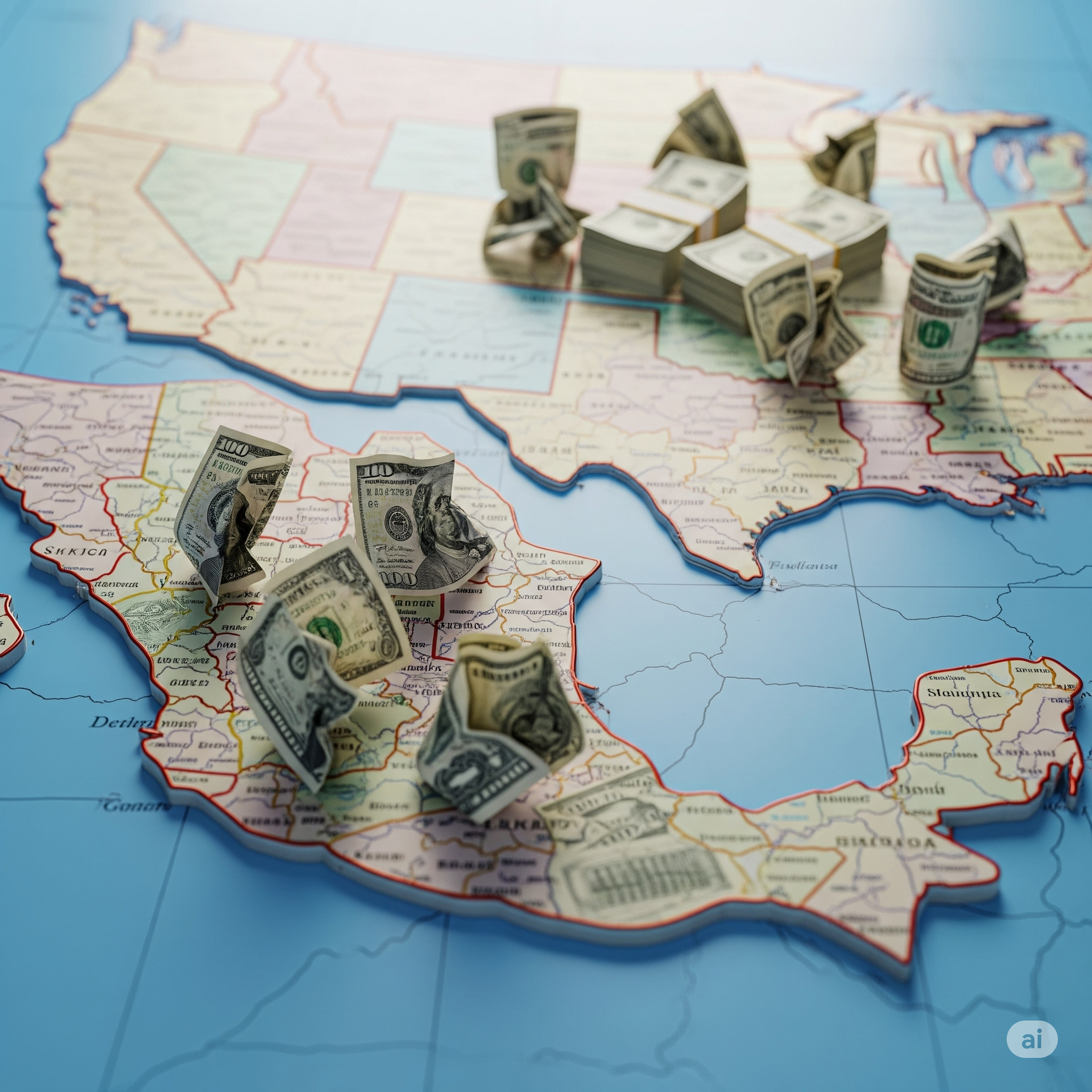 Remesas entre México y Estados Unidos.